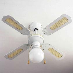 Farelek - bali o 107 cm - ventilateur de plafond reversible, 4 pales blanches / cannees blanches + eclairage - 112420